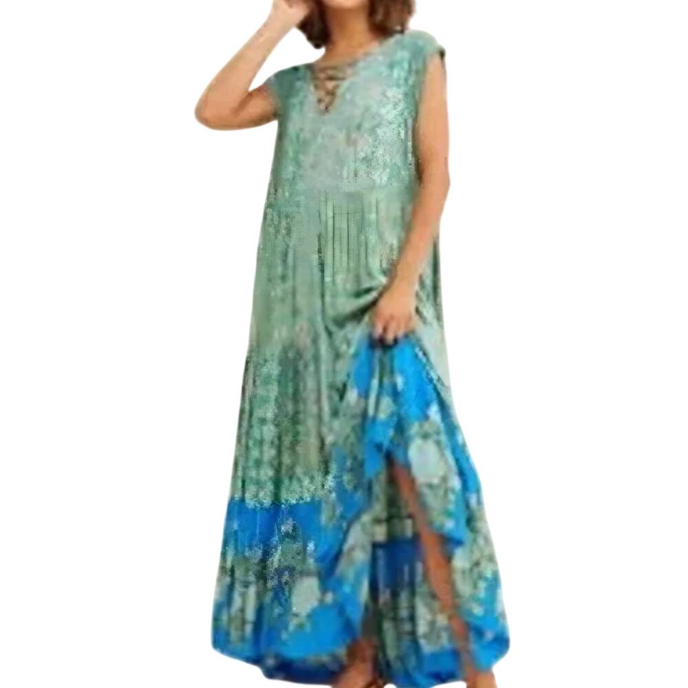 Free People Hanalei Bay Maxi Sun Dress In Blue Multi Floral Size XS Boho, Summer